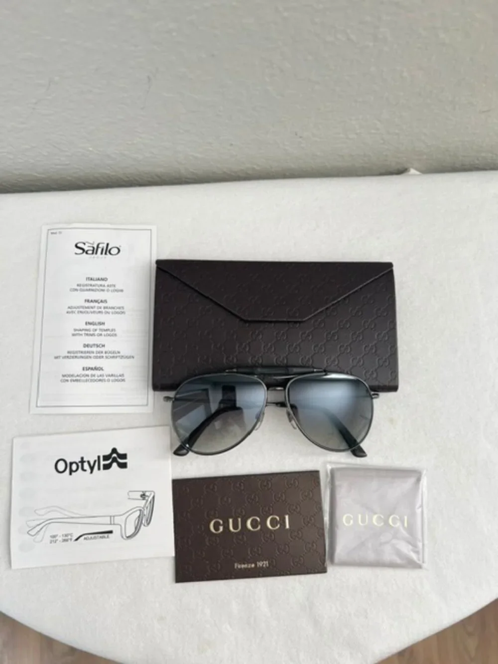 Gucci Silver Gradient Aviator Sunglasses